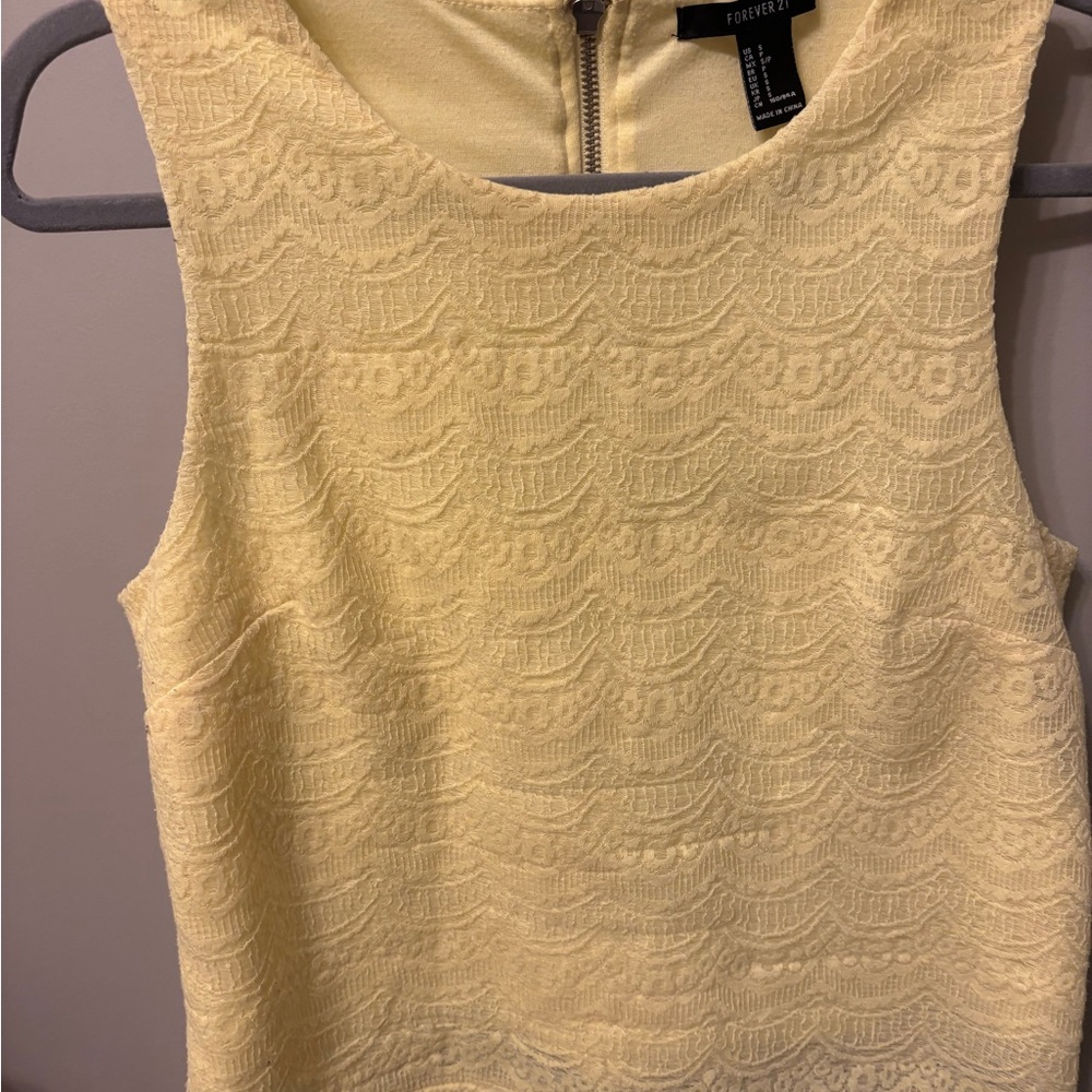 Forever 21 Fitted Yellow Embellished Tank Top